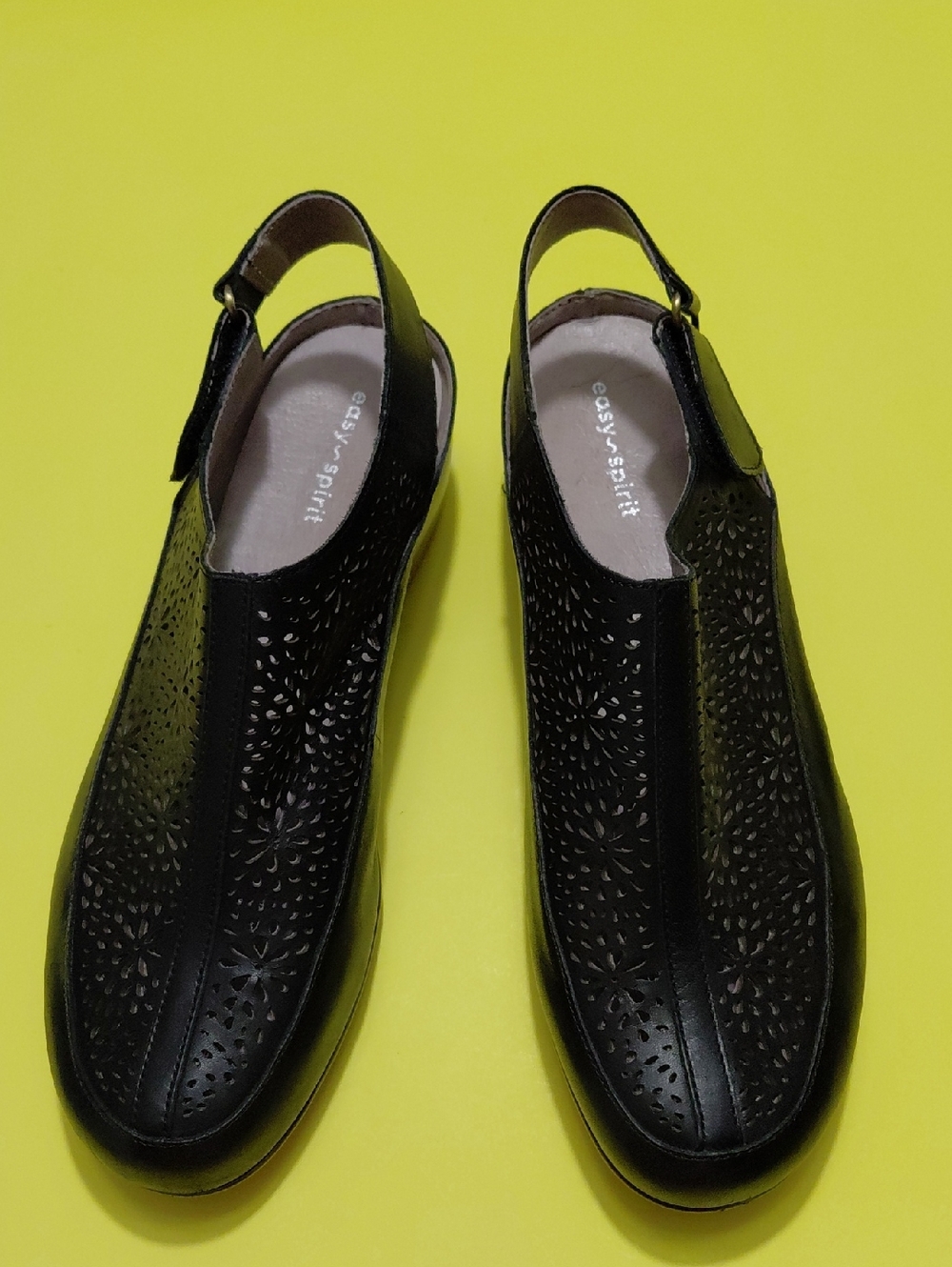 EASY  SPIRIT Dawn  Women's Perforated  Black Leather Slingback Mules - 8M